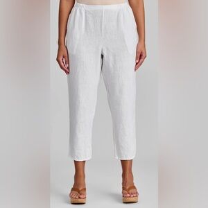 Flax Pocketed Ankle Pants Linen Pants in White